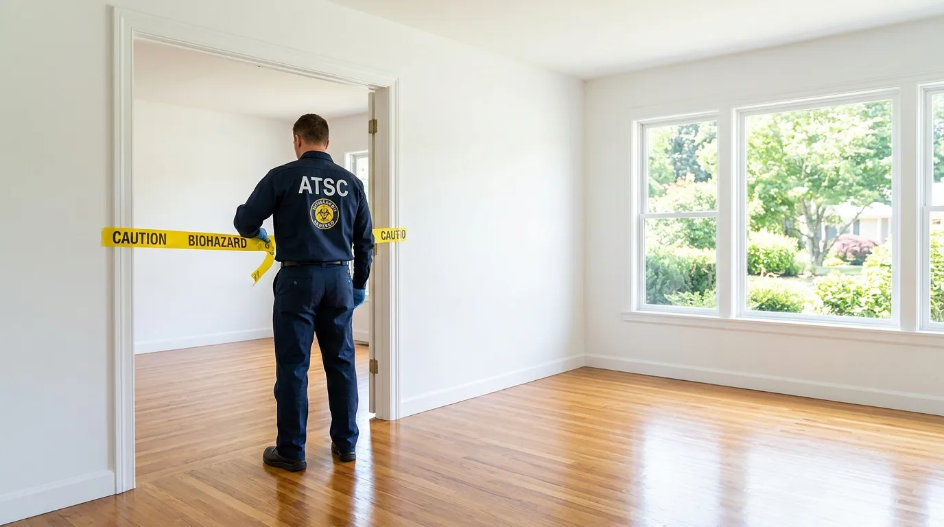 Certified biohazard cleanup crew performing Decomposition Cleanup in Warrensville Heights